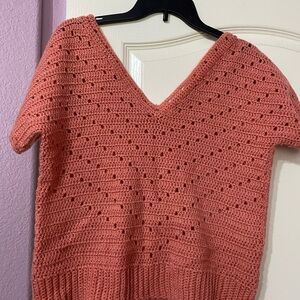 Chic Coral V-Neck Sweater